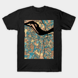 Louisville Map Pattern in Mid Century Pastel T-Shirt